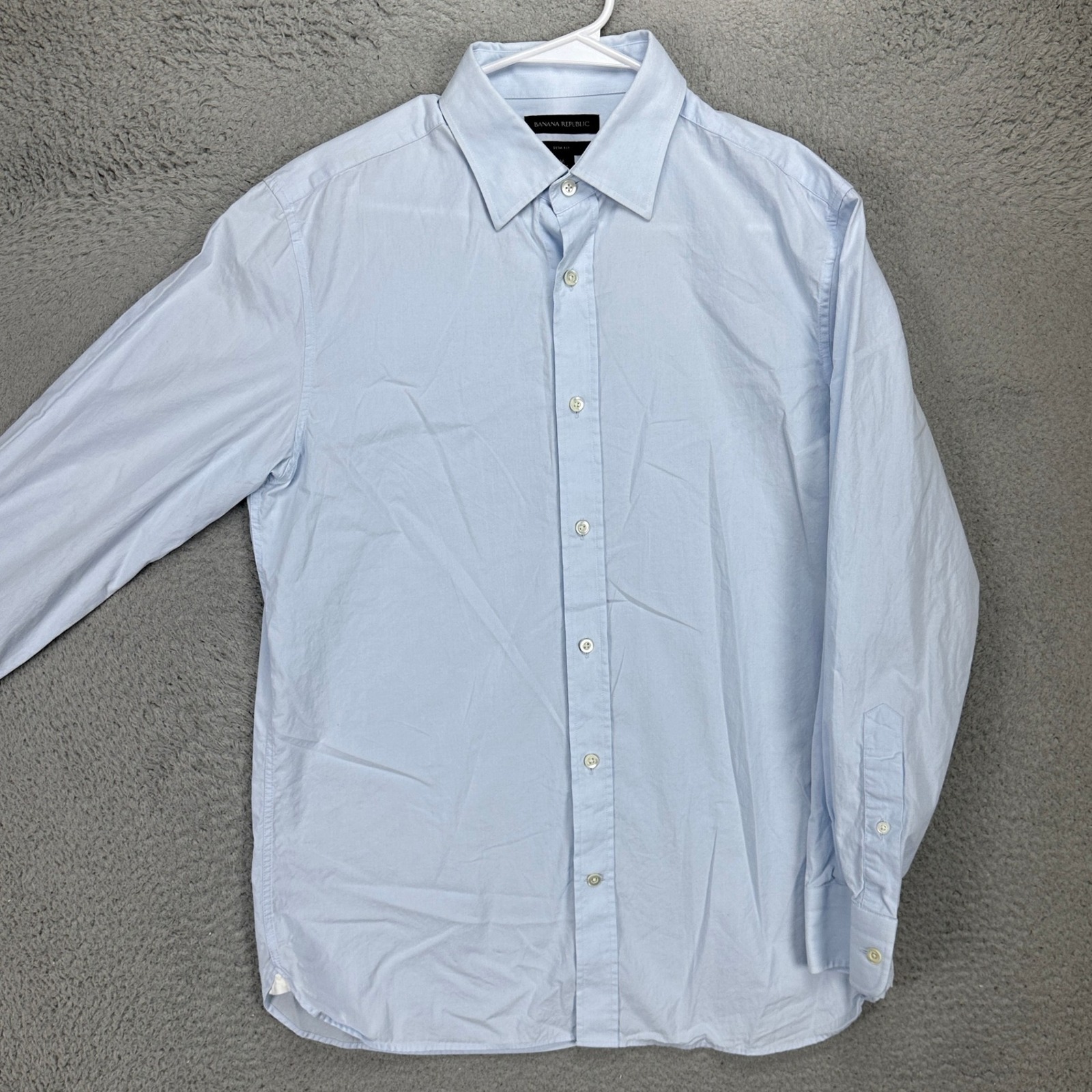 Banana Republic Mens Button Up Shirt Medium Light Blue Slim Fit Long Sleeve Logo